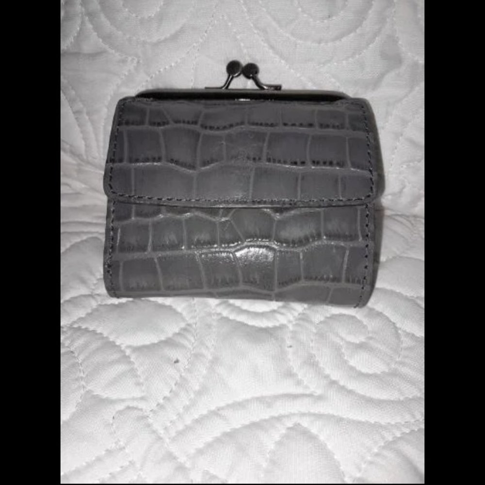 NEW Patricia Nash Leather Astor Wallet Smoke Croco